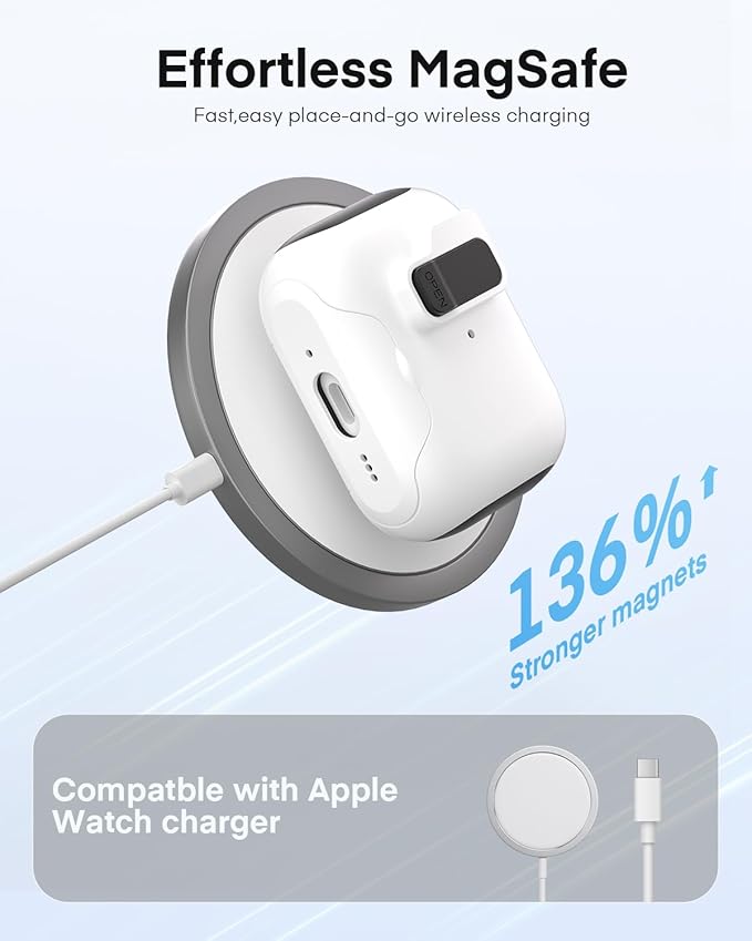 Maxjoy for AirPods Pro 3 Protective Case with Cleaning Kit, Military Hard Case with Lock Shock-Absorbing, White