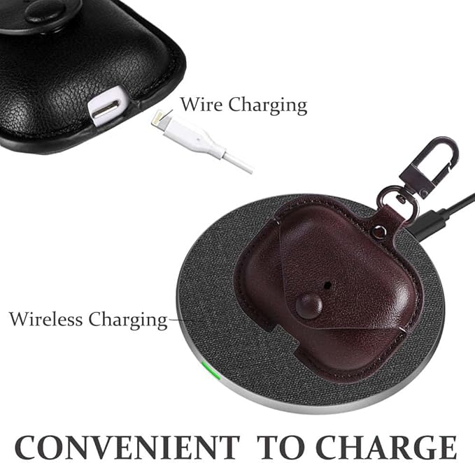 Genuine Leather Case Compatible with AirPods Pro Case 2nd/1st Gen (2023/2022/2019), VOMA Protective Cover for Apple AirPods Pro 2/Pro Wireless Charging Case with Keychain and Snap Lock Chocolate Brown