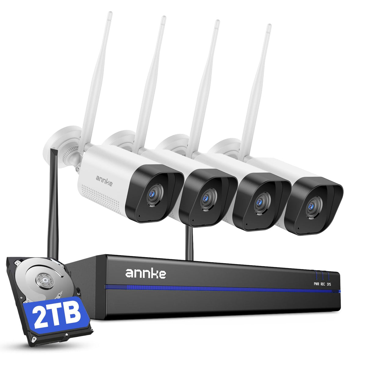 ANNKE 16CH Wireless Security Camera System 2TB, 4Pcs | Smart Home - Image 1