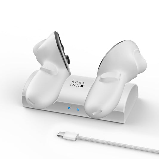 APEXINNO Compact Charging Dock Compatible with Meta Quest 3/3S Controllers,Wireless Charging Station for Quest 3/3S Accessories,Magnetic Charger Stand for Controller with 2 Rechargeable Battery