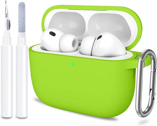 ATUAT for AirPods Pro 3 Case Cover with Cleaner, Protective Soft Silicone Skin with Keychain for Women Men for Apple AirPods Pro 3rd Generation Case(2025), Front LED Visible, Light Green
