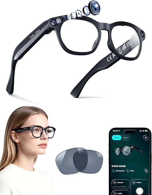 AI Smart Glasses with Camera for Travel/Meetings/Vlog