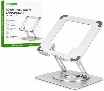 Uncaged Ergonomics Swivel Laptop Stand for Desk, 360 Riser, Arctic Silver