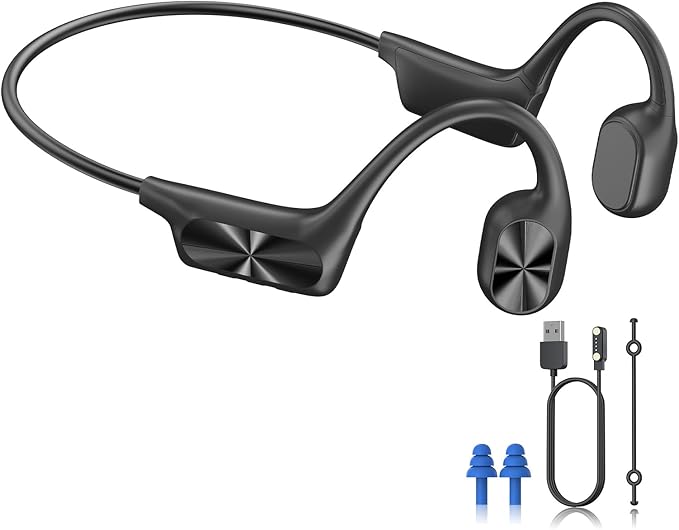 Bone Conduction Headphone, Open Ear Headphone Wireless Headphone Built-in 64GB MP3 IPX7 Waterproof Swimming with Mic Bluetooth 5.3 Sports Earphone Black