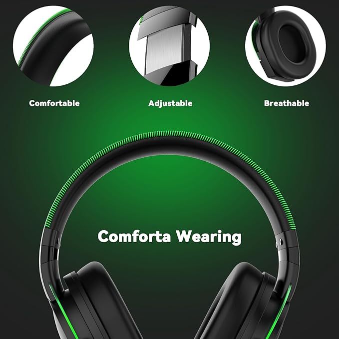 A88 Gaming Headset with Microphone, Stereo Wired Noise Cancelling Over-Ear Headphones with Mic for Pc, Ps5, Xbox One Series X/s, Ps4, Computer, Laptop, Mac, Nintendo, Gamer (Green)