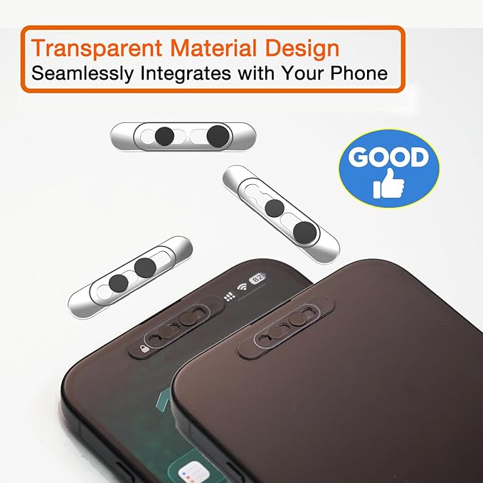 Front Camera Privacy Cover, Transparent Material & Perfect Phone Fit, Compatible with iPhone 17/16/15/14 Pro Max/Pro, Face Recognition On/Off, Adhesive Lens Protector, Black, 2 Pack