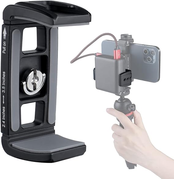 Power Bank Clamp Phone Tripod Mount w 1/4" Screw Cold Shoe Mount