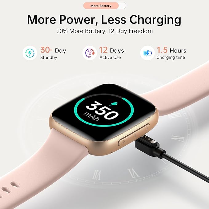 Smart Watches for Women, 1.85" HD AMOLED Display, 2 Bands Included, Works with iPhone & Android, 12-Day Battery, 3ATM Waterproof, Bluetooth Call, Health & Fitness Tracker, Pink