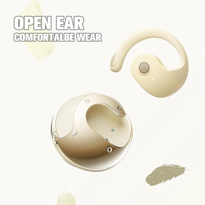 Out of Ear Open Ear Headphones Wireless Ear Hanging Bluetooth Headset, Air Bone Conduction Open Ear Earbuds, Skin Tone OWS Over the Ear Earbuds Open Ear Buds Not In Ear Outside the Ear Earphones