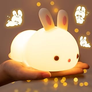 Kawaii Bunny Toys for Girls Gifts, 16-Color Silicone Night Light Cute Lamp - Image 1