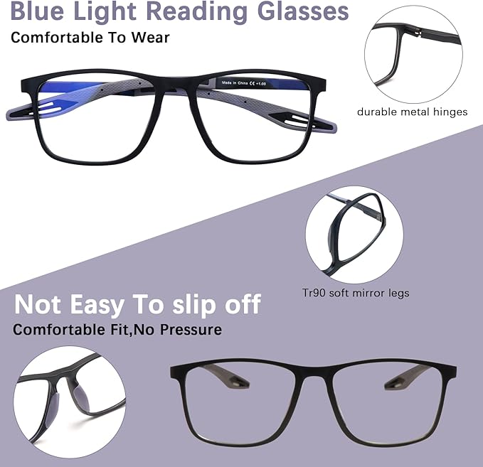 CLASAGA Progressive Multifocal Reading Glasses for Men Photochromic Gray Sunglasses Sports Style Blue Light Blocking Readers