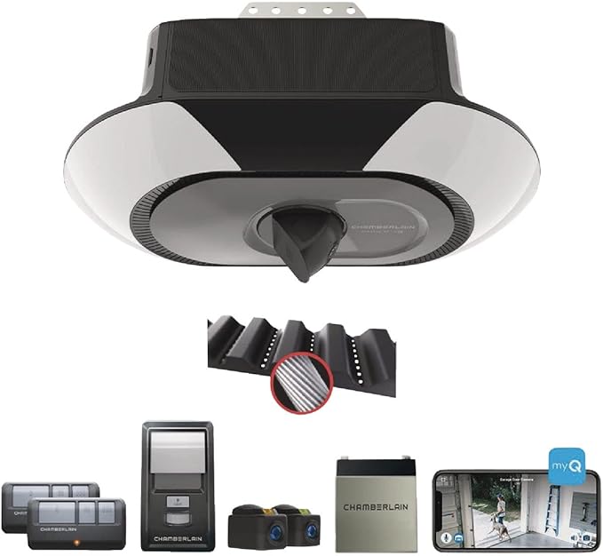 Chamberlain B6753T Smart Garage Door Opener – Video Streaming, 2000-Lumen LED, Battery Backup, myQ App, Ultra-Quiet Belt Drive