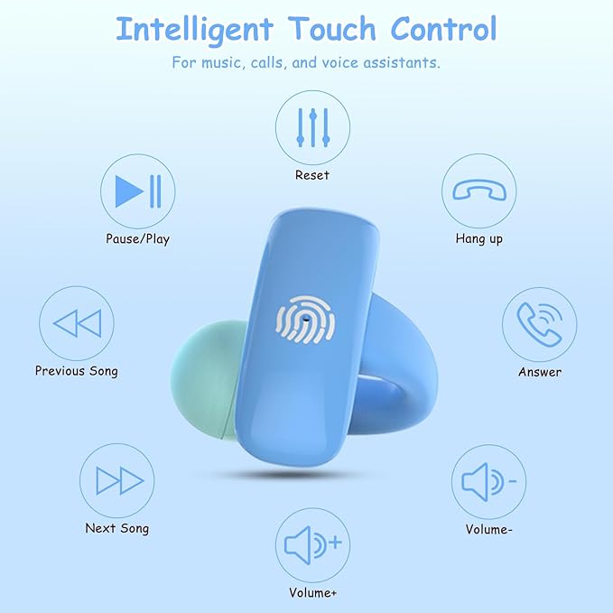 BANIGIPA Kids True Wireless Earbuds, Bluetooth 5.4 Open Ear Headphones for Boys Girls Teens, Light Comfortable, 85dB Healthy Volume Control Protect Hearing, Built-in Mic for Calling School Travel