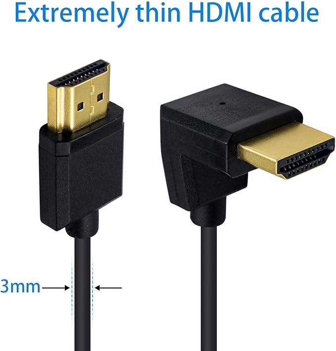 Duttek 4K 90 Degree HDMI Cable 6 Inch/15cm, Extremely Thin UP Angled HDMI Male to Male Cable for 3D and 4K Ultra HD TV Stick HDMI 2.0 Cord