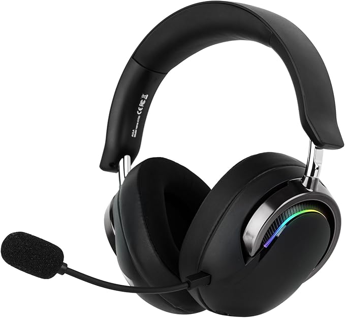 MechLands AULA A700 Wireless Gaming Headset with 7.1 Surround Sound, 50mm Driver, 2.4GHz/BT/Wired, Gaming Headphone with Noise Canceling Mic, RGB Light, 40H Battery, for PS4/PS5/PC/Switch (Black Grey)