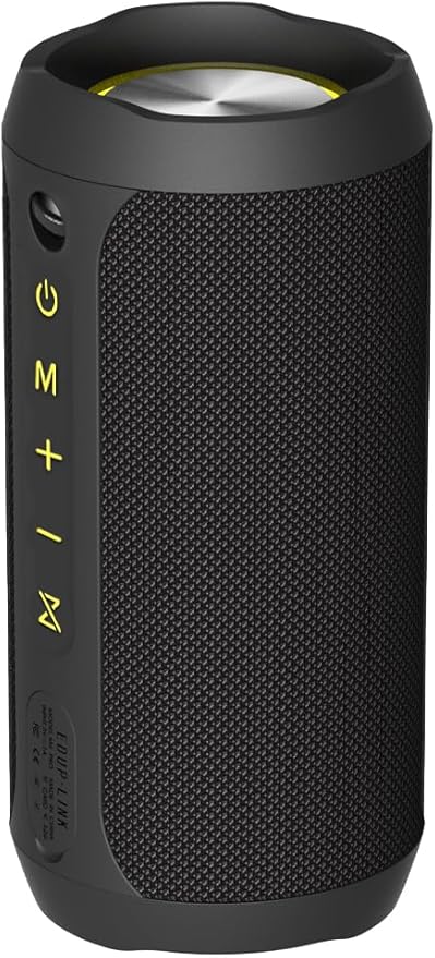 EDUPLINK Bluetooth Speaker, IPX7 Waterproof Portable Wireless Speaker with 20W Stereo Sound and Deep Bass, 20H Playtime, TWS Pairing, TF Card Slot, Black