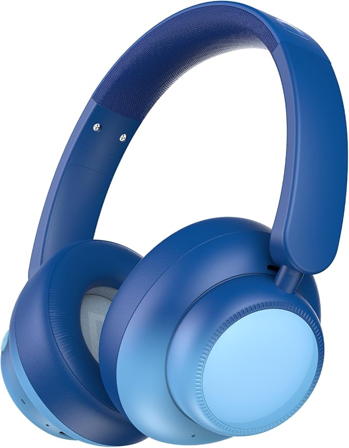 Active Kids Noise Cancelling Headphones, 60H Play Time Kids Bluetooth Headphones, Volume Limited, Bluetooth 6.0, USB C Charging, Headphones for iPad Tablet Airplane,Gradient Blue