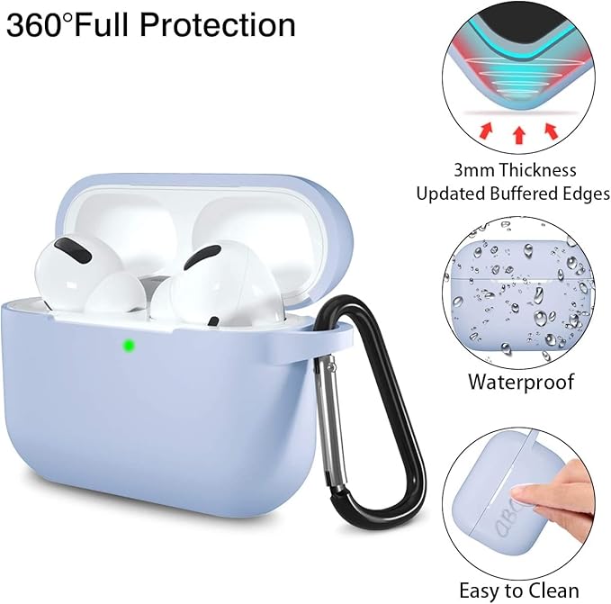 Lerobo Compatible with AirPods Pro 2 Case Cover,Shockproof Full Protective Cover Case for Airpod Pro Supports Wireless Charging with Carabiner Front LED Visible,Lilac