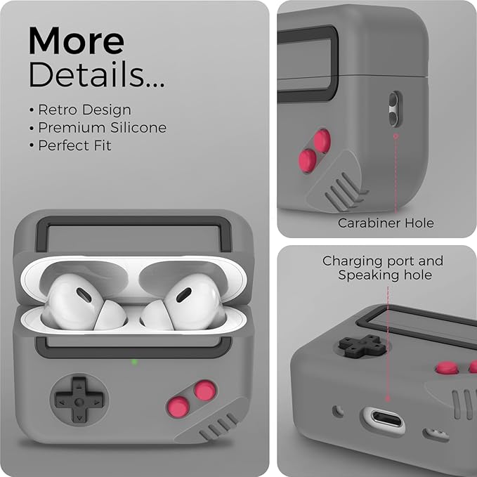 for AirPods Pro 3 Case - 2025 Silicone Game Console Design Case for Apple AirPods Pro 3rd Generation, Cute Airpod Pro 3 Cover for Men/Women (Deep Grey)