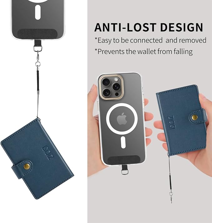 for Apple Magsafe Wallet,PU Leather Magnetic Wallet for iPhone 16/15/14/13/12 pro Max/Mini/plus,5 Card Holders with RFID Blocking (Dark blue)