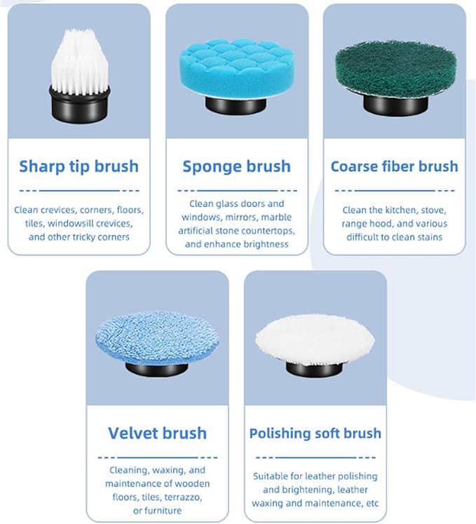Electric Spin Scrubber, Water Proof Power Cordless Sweeping Brush Shower Cleaning Brush for Bathroom Shower Bathtub Washbasin Window Glass Tile Ipx7