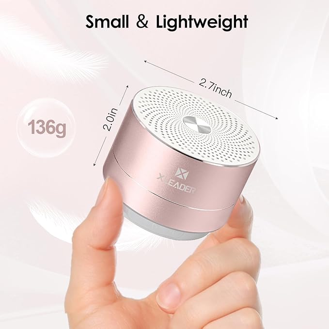 Mini Bluetooth Shower Speaker, IPX6 Waterproof Speaker, with RGB Lights, Mic, Portable Silicone Lanyard, Suction Cup, Clear Sound&Rich Bass, 12h Playtime, Small Pink Gifts for Girls Women