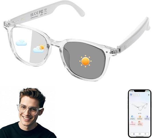 AI Smart Glasses for Women Men, Bluetooth Glasses with Photochromic Lenses, Real-Time Translation with 160+ Languages, Open-Ear Audio Wearable Tech Glass for Travel Business Learning