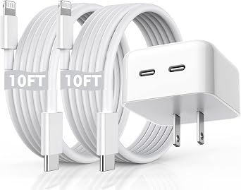 iPhone Fast Charger, 40W Dual USB-C Quick Wall Charger 10FT Charging 2pack 10FT Extra Long Lightning Cable+Double Port Foldable USBC iPhone Charger Fast Charging for iPhone 14/13/12/11/XR/XS/SE/iPad - Image 2