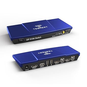 4K@60Hz DisplayPort KVM Switch 1 Monitor 2 Computers HDR HDCP 2.2