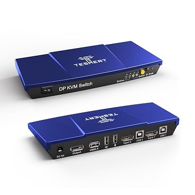 4K@60Hz DisplayPort KVM Switch 1 Monitor 2 Computers HDR HDCP 2.2