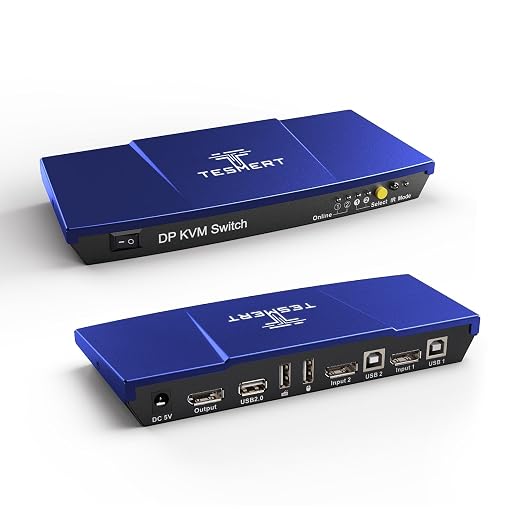 4K@60Hz DisplayPort KVM Switch 1 Monitor 2 Computers HDR HDCP 2.2