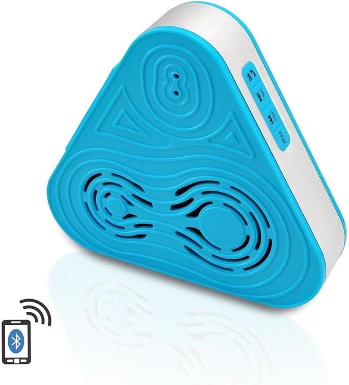 Pyle Portable Wireless Waterproof Shower Speaker - Outdoor Bluetooth Compatible Rechargeable Battery Powered Loud Sound Speaker System w/ AUX - USB Charger - Mp3 Android iPod iPhone PSRB8BL (Blue)