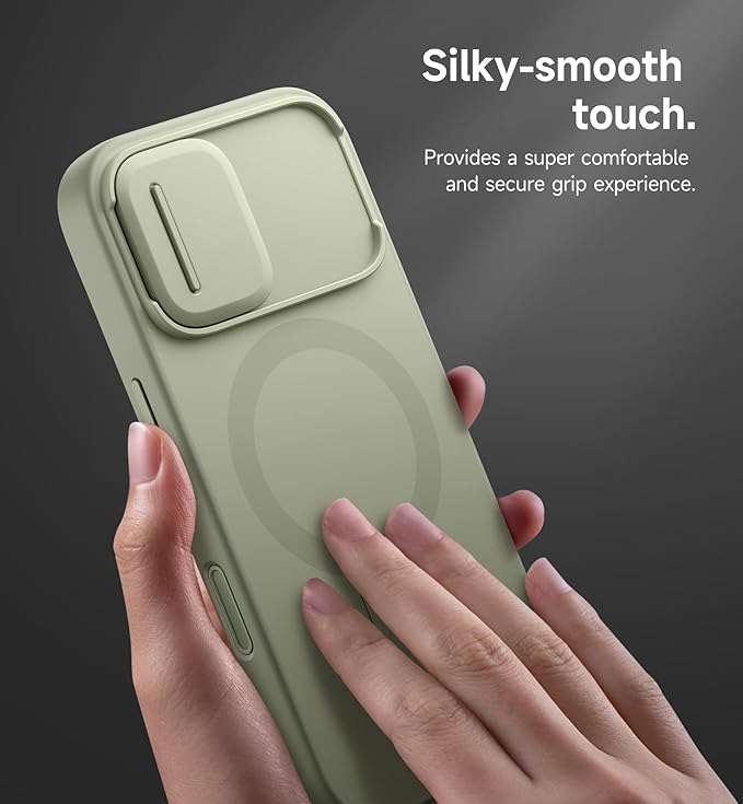 SURITCH for iPhone 17 Case with Camera Control Cover, Camera Slide Cover and Adjustable Kickstand, Compatible with MagSafe, Shockproof Bumper Protective Cases 6.3 Inch, Green