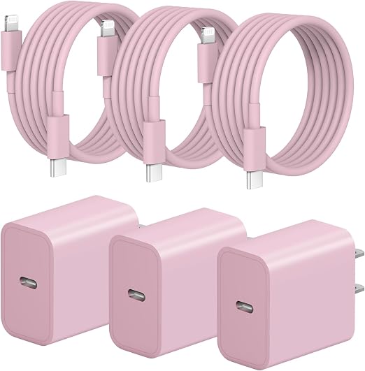 iPhone Fast Charger 3+3Pack 20W USB C Wall Charger with 6FT Fast Charging Cable Compatible with iPhone 14/13/12/11/Pro/Pro Max-Pink - Image 6