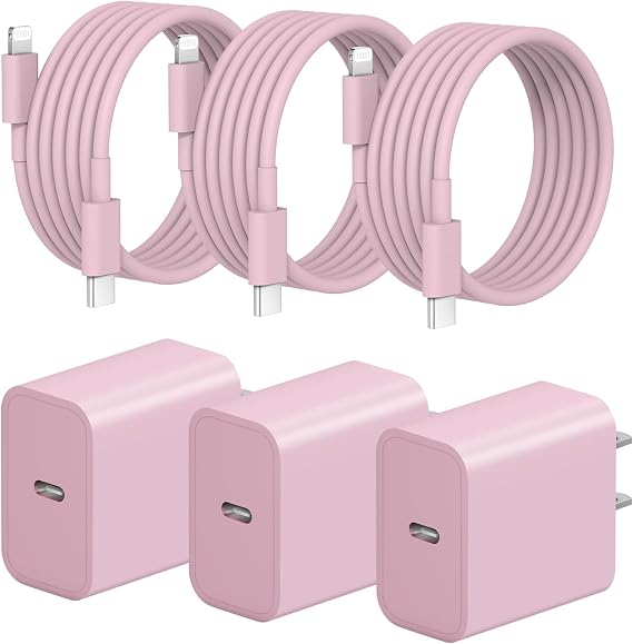 iPhone Fast Charger 3+3Pack 20W USB C Wall Charger with 6FT Fast Charging Cable Compatible with iPhone 14/13/12/11/Pro/Pro Max-Pink - Image 7