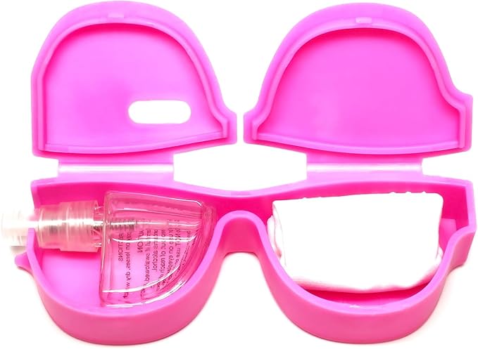Calabria Kool Klean Eyeglasses Lens Cleaner Kit Pink 15 ml Cleaning Spray, White Micro-Fiber Cleaning Cloth Eyewear Cleaning