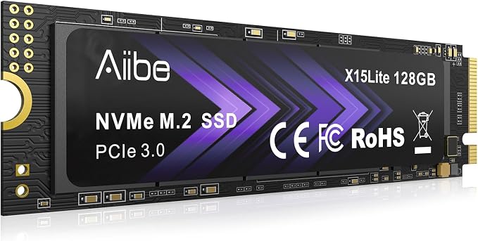 Aiibe 128GB NVMe M.2 SSD Internal Solid State Drive NVMe PCIe 3.0 128GB SSD Read Speeds Up to 1100MB/s for Laptop