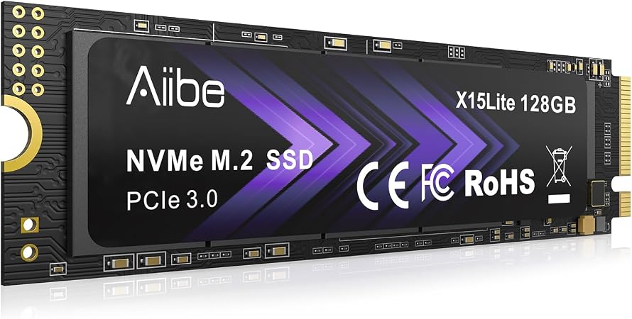 Aiibe 128GB NVMe M.2 SSD Internal Solid State Drive NVMe PCIe 3.0 128GB SSD Read Speeds Up to 1100MB/s for Laptop
