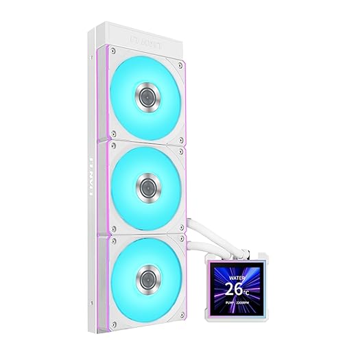 Lian Li Hydroshift II 360 CL ARGB Liquid CPU Cooler - 360mm AIO - 3.4" IPS LCD Square Screen - Daisy-Chain - Low-Noise - Intel LGA 1851/1700, AMD AM5/AM4-3X CL120 ARGB Fans - White (HS2LCDS36CW)
