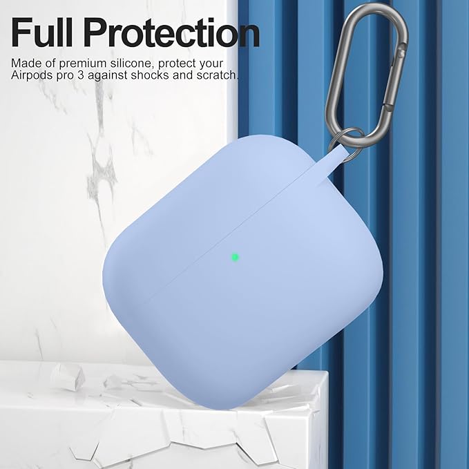 ATUAT for AirPods Pro 3 Case Cover with Cleaner, Protective Soft Silicone Skin with Keychain for Women Men for Apple AirPods Pro 3rd Generation Case(2025), Front LED Visible, Light Blue