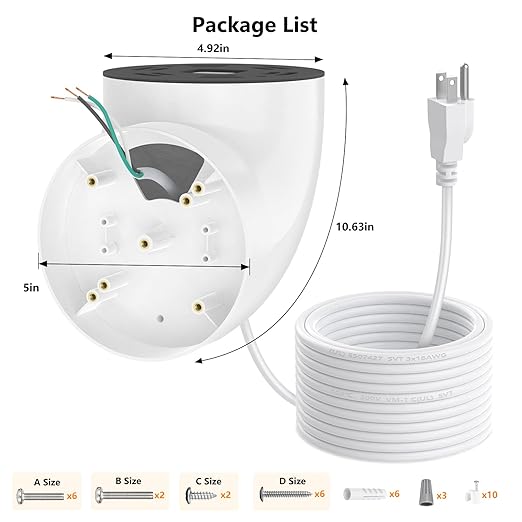 Eave Mount with Power Cable for Floodlight Cam Wired Plus/Pro, Google Nest Cam,Blink Floodlight Cam with 20ft Charging Cable Adapter, No Junction Box Need-(2in1 Plug in Mount&Cord Set)