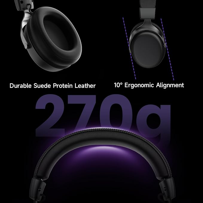 Akko Verge S9 Ultra Lightweight Wireless Gaming Headset, Quad Mode 2.4G, BT, Wired Connectivity Headset with Noise Cancelling Mic, Compatible with PS PC Phone, Design for Comfort Black