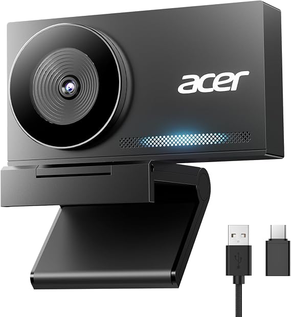 Acer 4K Webcam for PC/Mac with All-Metal Unibody Sculpted, Sony 1/2" Sensor, PDAF, 2 Noise Reduction Mics, Privacy Cover for Switch 2/Zoom/Teams/Facetime/YouTube/Google Meet