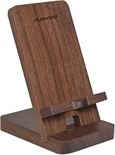 Wood Phone Stand, Desktop Wooden Phone Holder, Portable Office Phone Stand for Desk, Wood ipad Stand, Compatible with iPhone & All Cell Phones (Walnut)