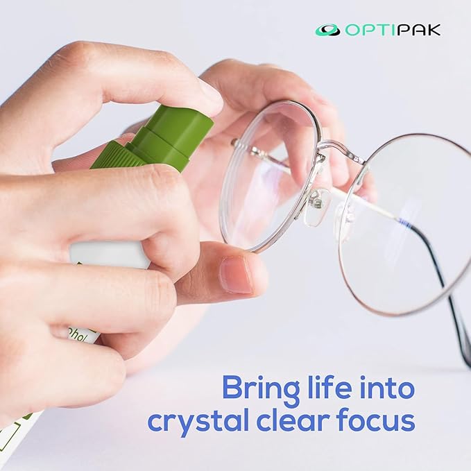 Sparkle Anti-Reflective Eco Friendly Lens Cleaner Spray Kit | (2x) 2oz Glasses Cleaner Bottle + (2x) Microfiber Cloth for Eyeglasses, Lenses, Screens and Sunglasses Cleaning Kit (4 Piece Set)