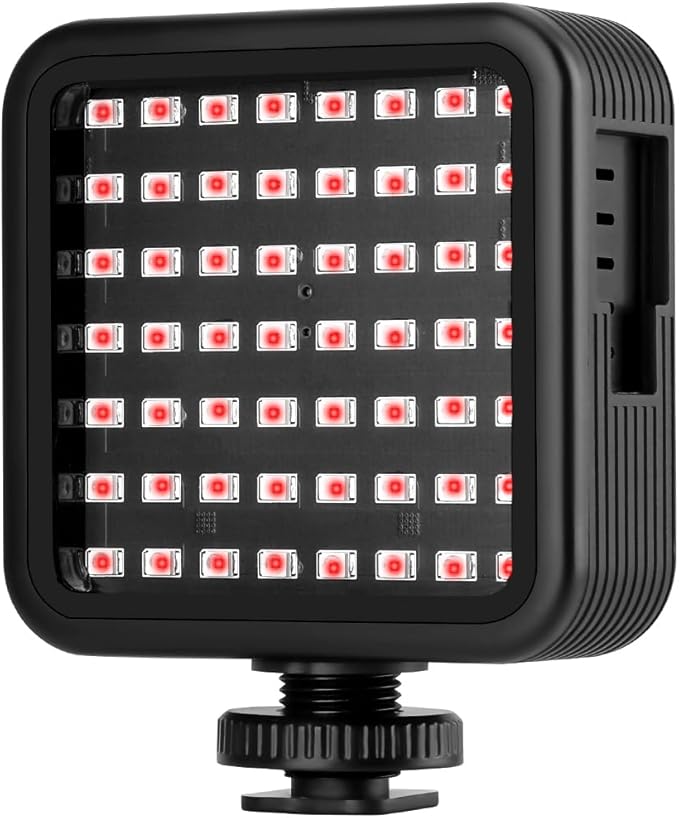 Ordro LN-5 Mini IR Night Vision Light Infrared Photography Light for Video Camera Camcorder Built-in Rechargeable Battery with 3 Cold Shoe Mount for Vlog YouTube Video Recording
