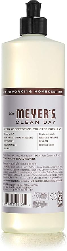 Mrs. MEYER'S CLEAN DAY Variety, 2 Liquid Hand Soap 12.5 OZ, 1 Liquid Dish Soap, 16 FL OZ (Lavender)