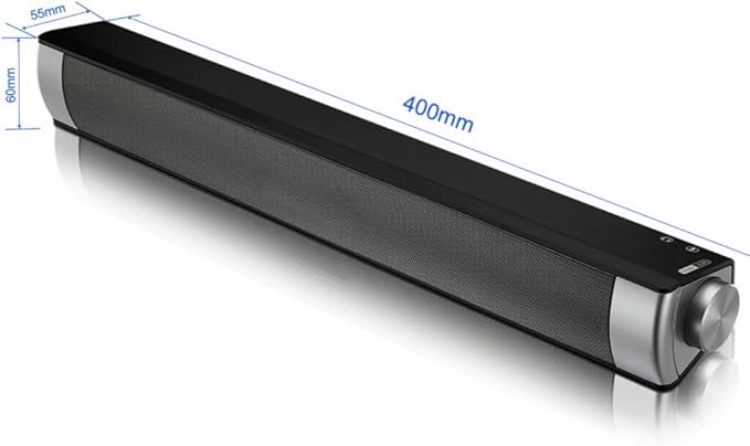 Powerful Portable Soundbar for iMac MacBook PC iPhone Bluetooth 3.0 +EDR, Speakerphone, Powerful 1800mAh Lithium Battery, Super Bass, 3D Stereo Surround Sound 2.0 Channel, Home Cinema System (Black)