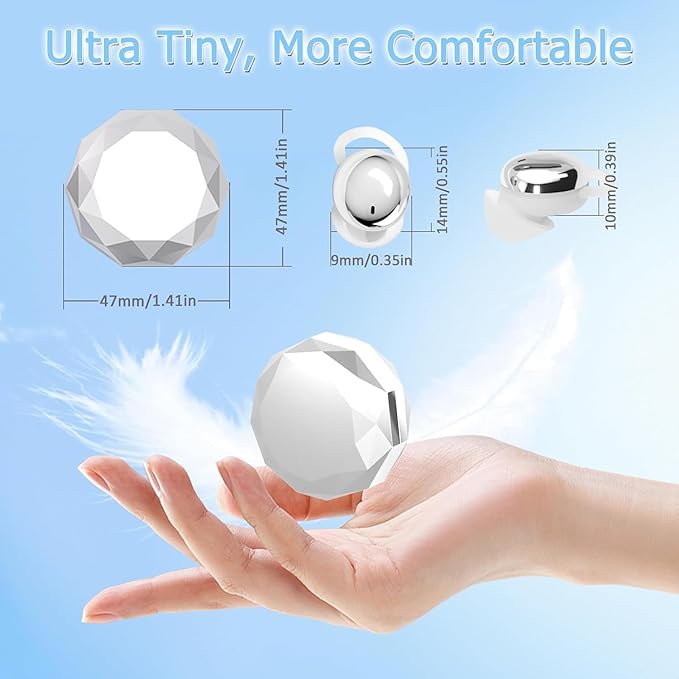 Side Sleeper Earbuds, Mini Earbuds for Sleeping, Invisible Wireless Headphones, Fast Charging Case, No Beep & Comfortable to Sleeping (Cream White)