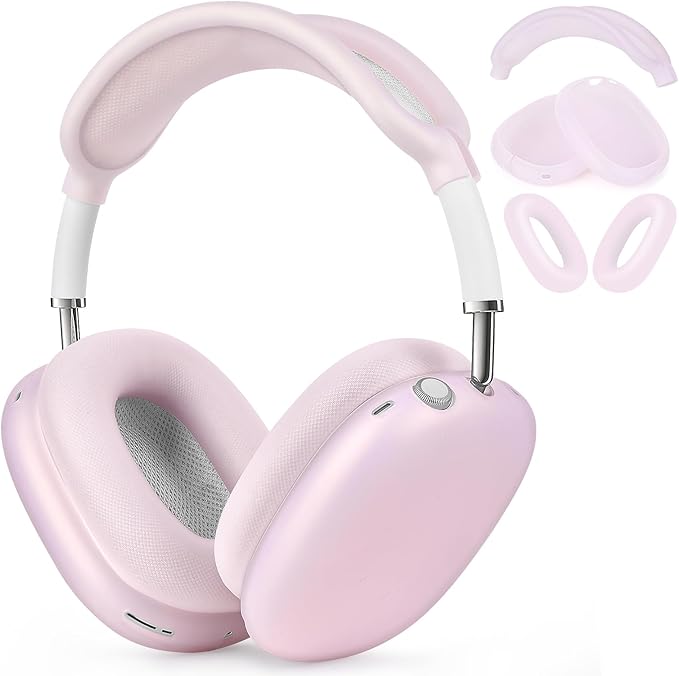 Case for Airpods Max Headphones,Ear Pad Case Cover/Ear Cups Co ver/Headband for AirPods Max(USB-C/Lightning)(2024/2020),Silicone for Apple Airpod Max,Accessories Cases(Jelly Pink Purpl)